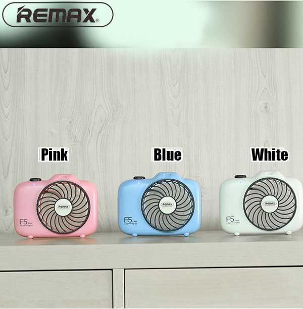 Remax Camera Shape Mini Fan F5 พัดลมพกพา ใช้แบตสำรองได้/ชาร์จ