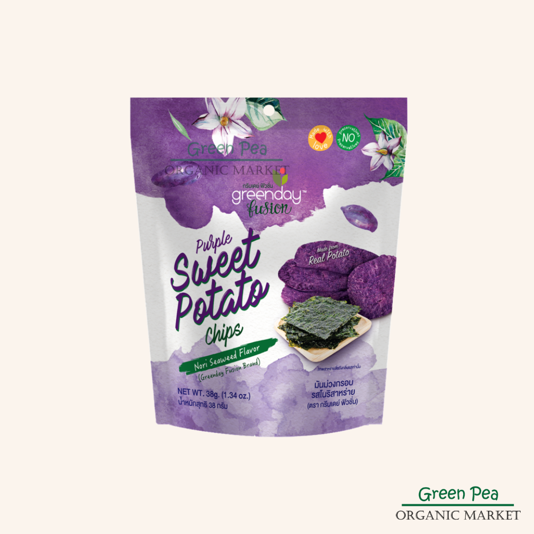Greenday Fusion Purple sweet potato chips มันม่วงกรอบ ขนมกินเล่น หรือ ผสมกับเครื่องสลัด ขนาด 38 กรัม มี 2 รสชาติ ให้เลือก พร้อมทาน