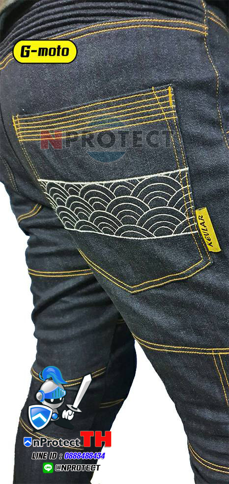 กางเกงการ์ดรุ่น G-MOTO (เสริมผ้าเคฟล่า + การ์ด CE Lv2 ทั้ง 4 จุด)