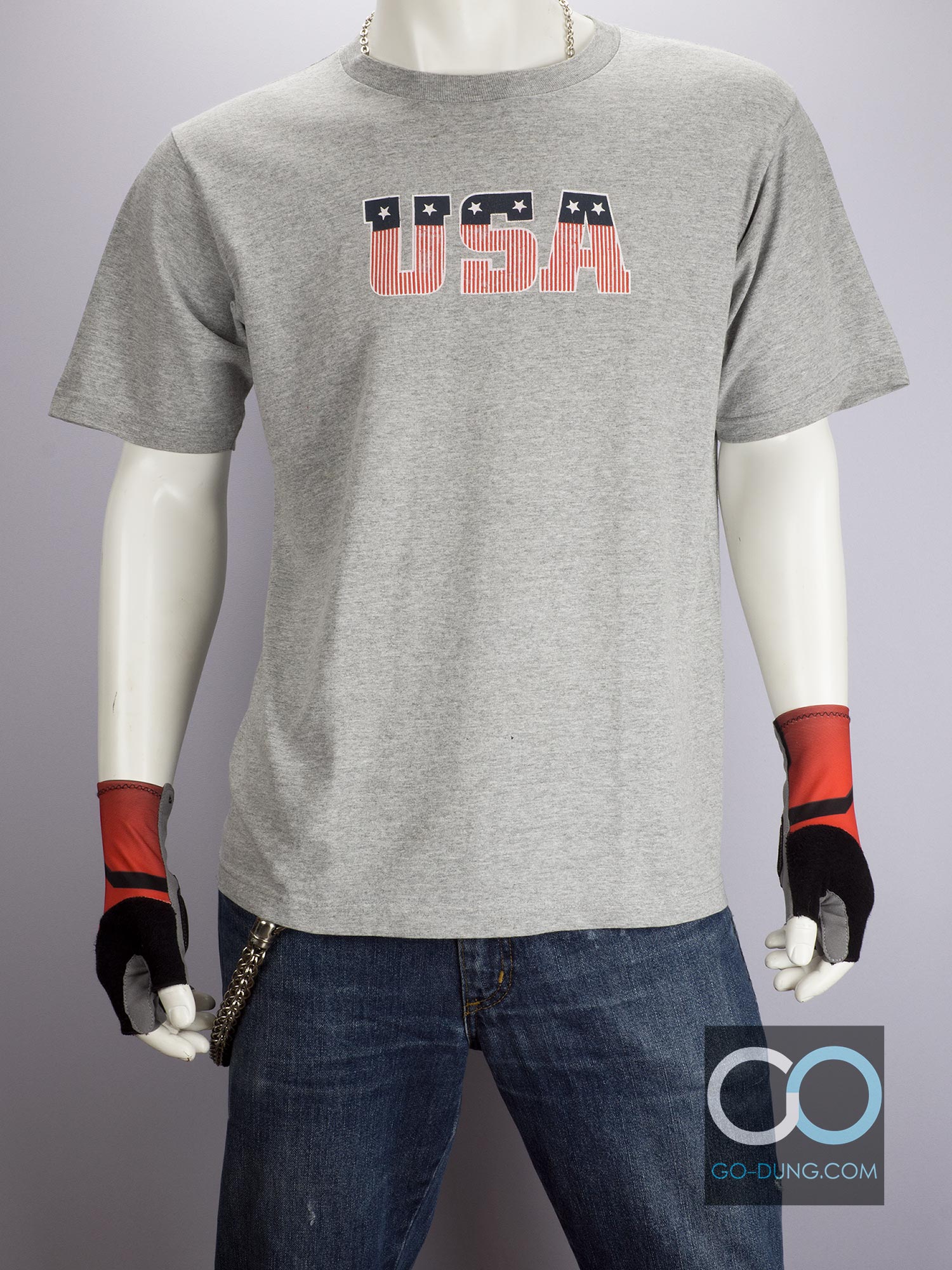 เสื้อยืดผ้าบางลาย USA ผ้าผสมโพลี ยี่ห้อ US T'S 707
