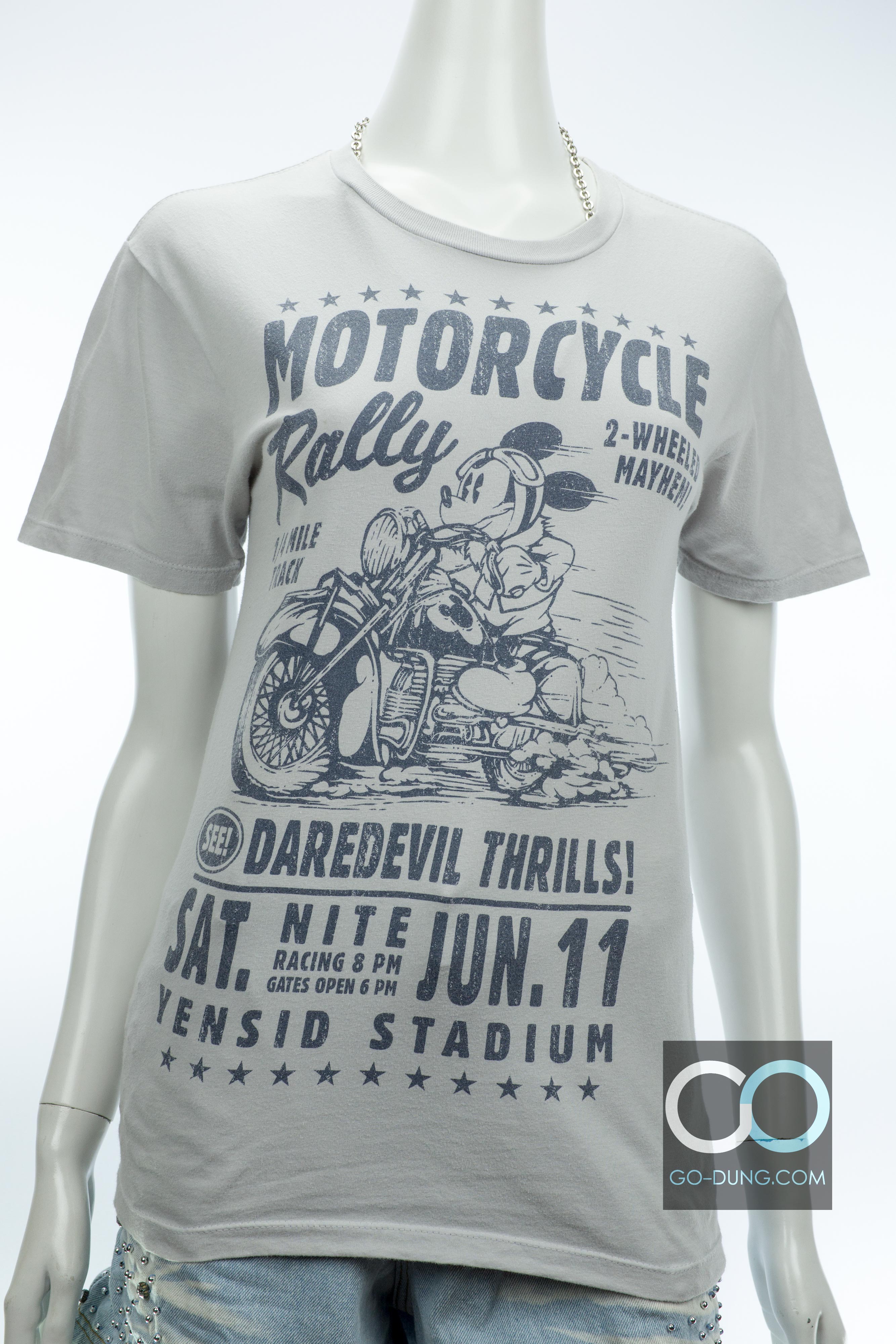 เสื้อ USA วินเทจ เสื้อการ์ตูน MICKEY MOUSE DISNEY PARKS : MOTORCYCLE RALLY ผ้า 100 คอตตอน