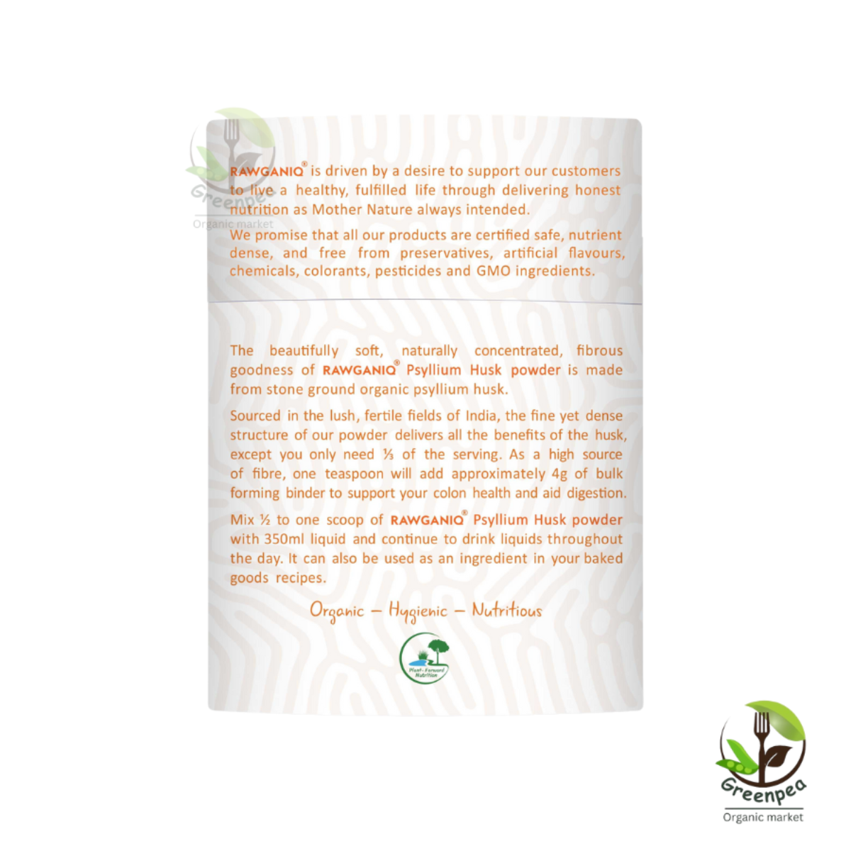 Rawganiq ขนาด100กรัม ผง ไซเลี่ยม ฮัสก์ Psyllium Husk Powder ผสมกับน้ำ หรือ เครื่องดื่ม