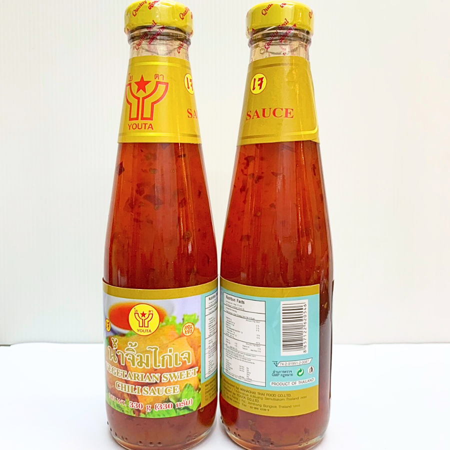 Youta Vegetarian Sweet Chili Sauce น้ำจิ้มไก่ เจ 330 กรัม น้ำจิ้มไก่เจ เข้มข้น ไม่มีกระเทียม อาหารเจ โยตา
