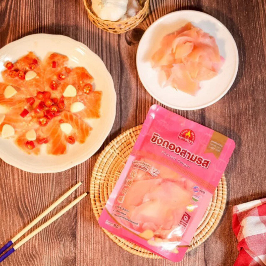 Chada Sour Pickled Ginger ขิงดอง 2 รสชาติ 150 กรัม พร้อมทาน สูตรต้นตำรับ ใช้ขิงอ่อน ตราชฎา