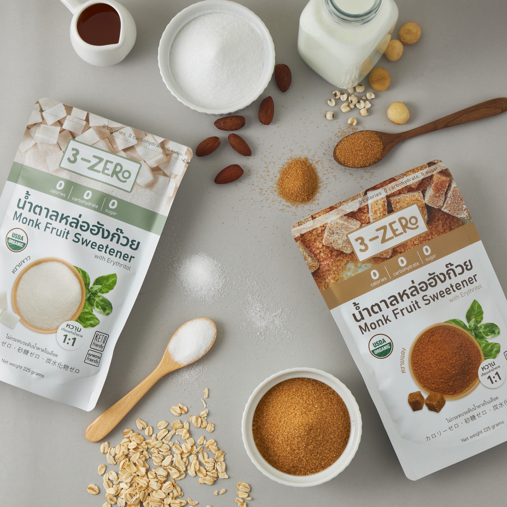 3-ZERo น้ำตาล หล่อฮังก๊วย ขนาด 225 กรัม Monk Fruit Sweetener USDA Organic หวานจากธรรมชาติ หอม Keto ทานได้