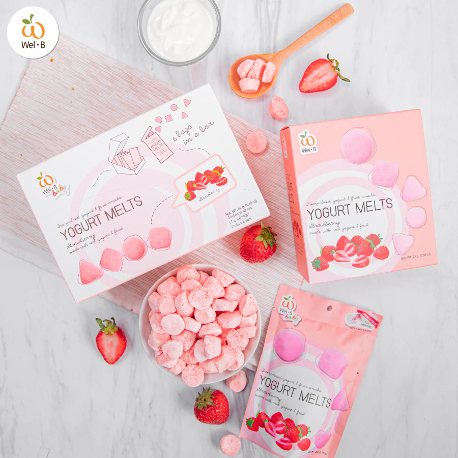 Wel-B Yogurt Melts ขนาด 25 กรัม โยเกิร์ตกรอบ สตอเบอรี่ ฟรีซดราย หอม กรอบ หยิบง่าย เวลบี