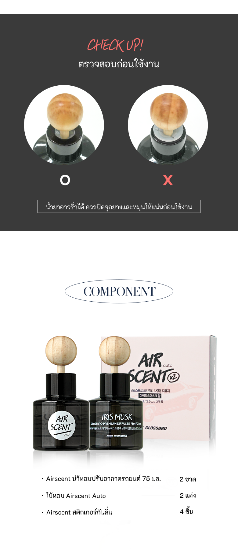 GLOSSBRO Airscent Auto Iris Musk 75ml, น้ำหอมปรับอากาศ (1 กล่องมี 2 ขวด)