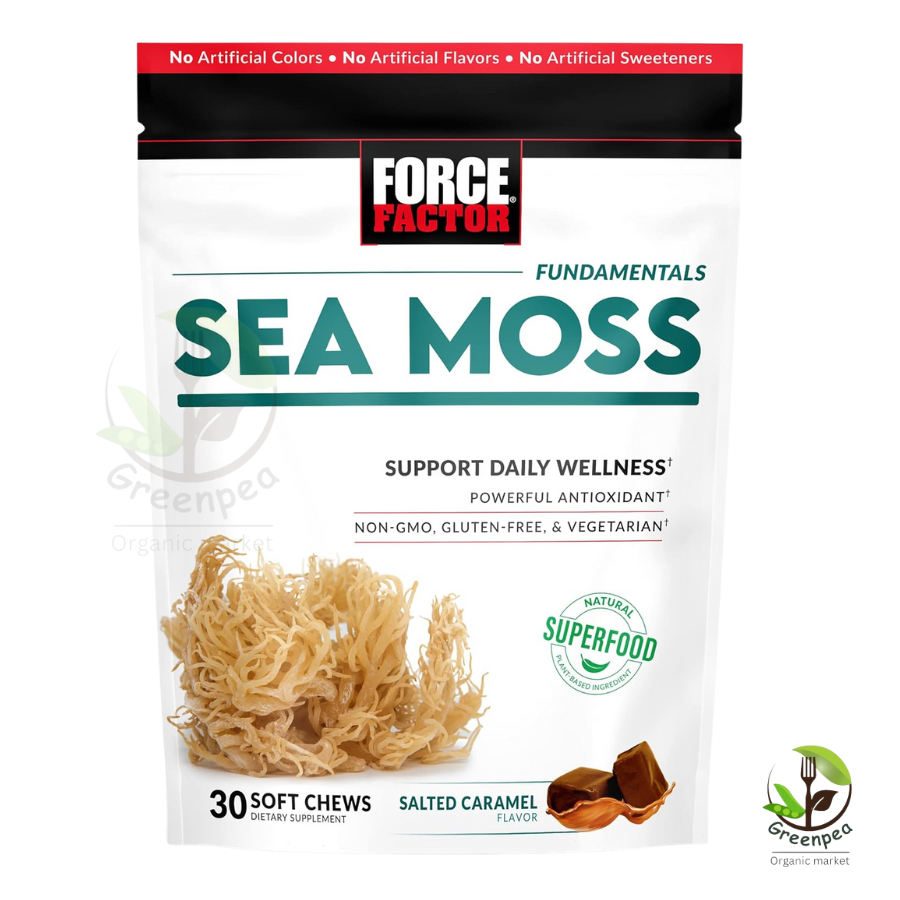 Force Factor Sea Moss Soft Chews มอสทะเล รสซอลท์เท็ดคาราเมล บรรจุเม็ดเคี้ยวแบบนิ่ม 30 เม็ด ปลอดจีเอ็มโอ ปราศจากกลูเตน