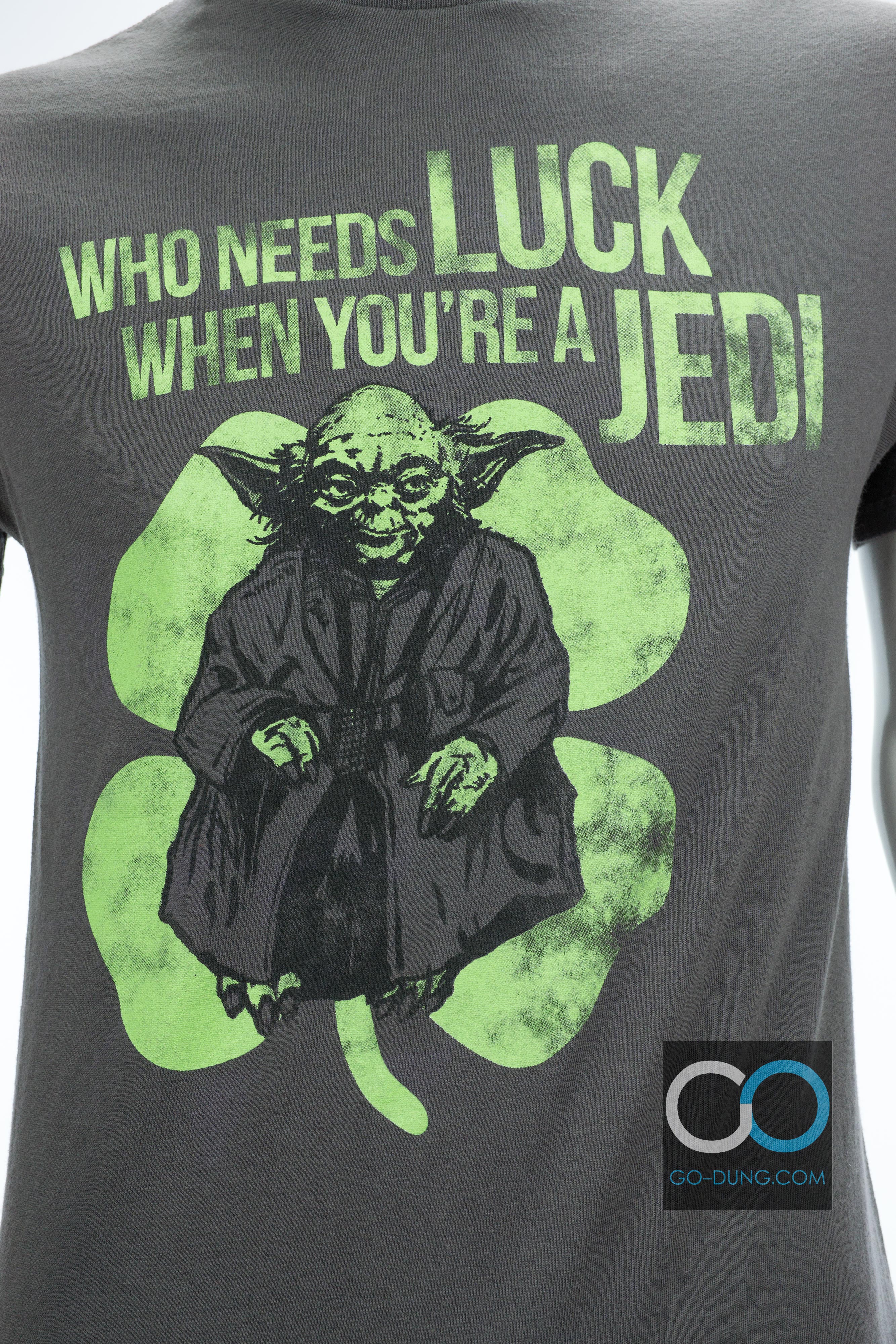 เสื้อยืดหนังมือสอง STAR WARS : WHO NEEDS LUCK WHEN YOU ARE A JEDI ผ้า 100 คอตตอน