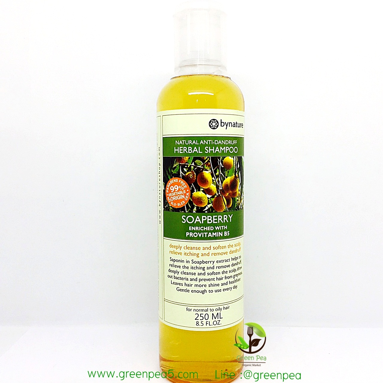 bynature Soapberry Natural Anti-Dandruff Herbal Shampoo 250 ml.