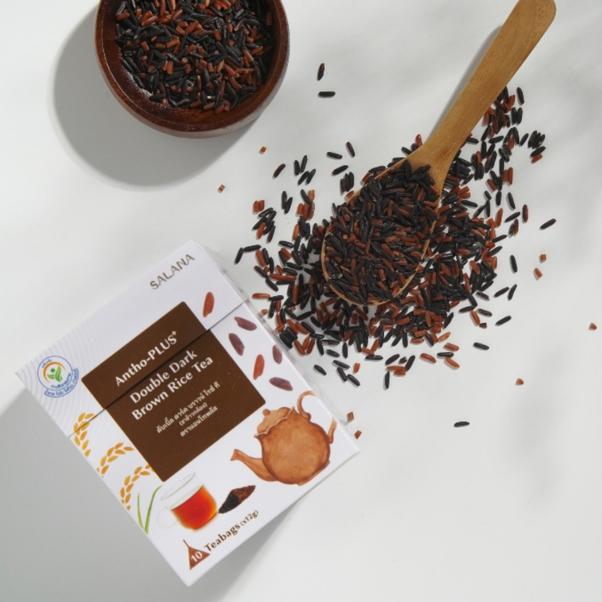 SALANA PLUS+Double Dark Brown Rice Tea ชาข้าวกล้อง มี 2 สูตร ขนาด 120g. / 60g. ผ่อนคลาย ชงดื่มง่าย ไม่มีน้ำตาล