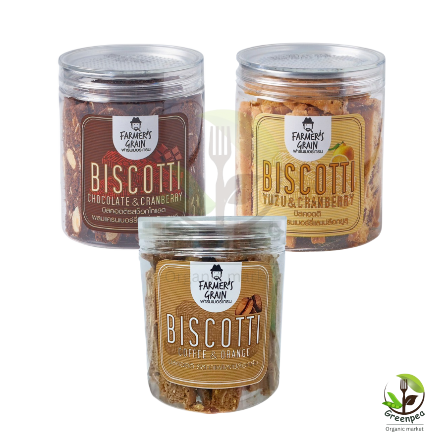 Farmer's Grain บิสคอตติ อัลมอนด์ 3 รสชาติ ขนาด 140 กรัม Biscotti กรุบกรอบ รูปแบบเเท่ง สามารถรับประทานได้ทันที