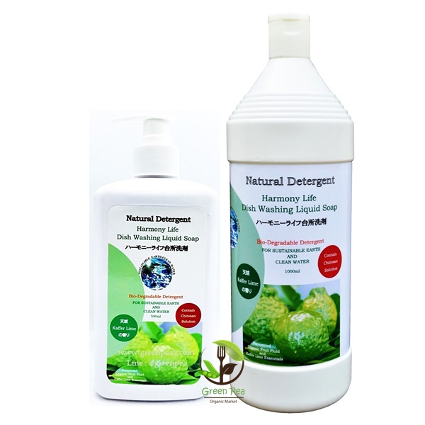 น้ำยาล้างจานปลอดสารเคมี ผสมจุลินทรีย์ กลิ่นมะกรูด 500 ml.(ขวดปั๊ม)