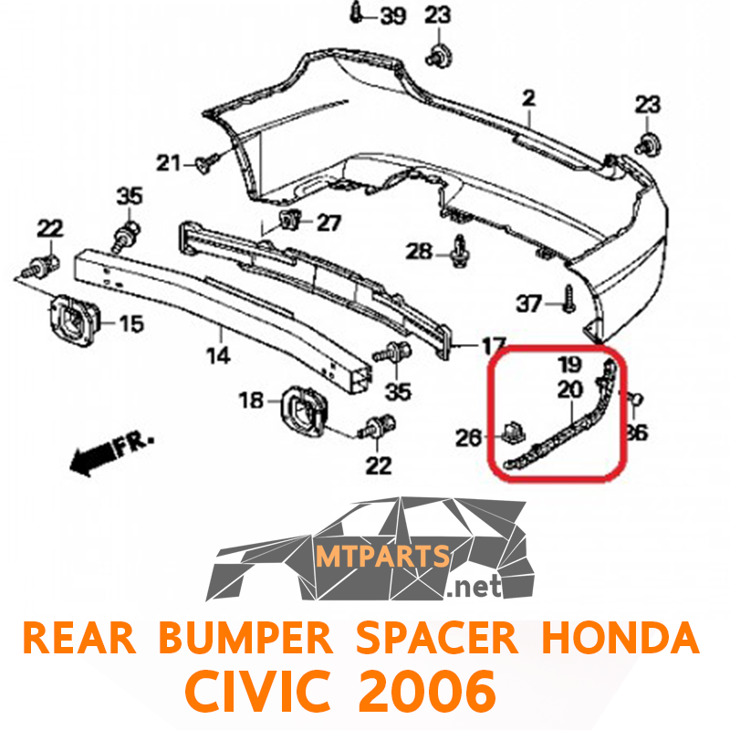 ขายยึดกันชนหลัง HONDA CIVIC 2006 พลาสติกยึดกันชนหลัง กันชนหลัง