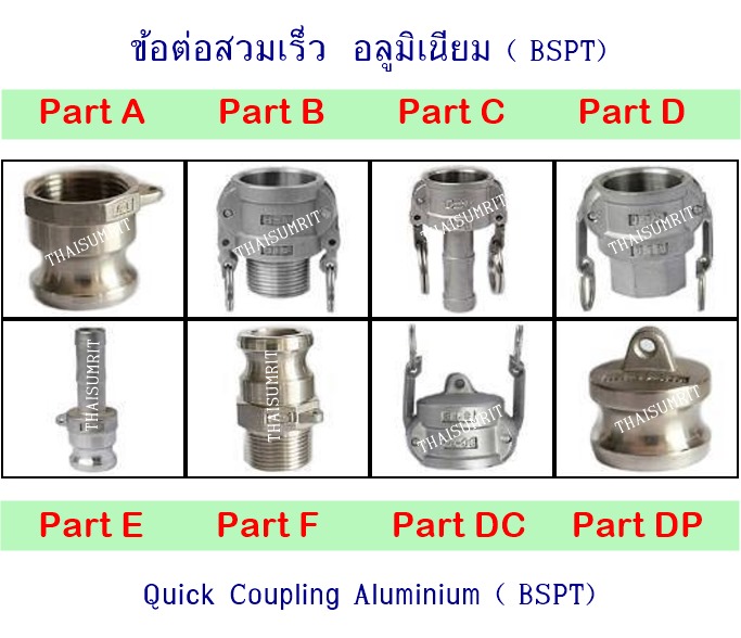 ข้อต่อสวมเร็ว ควิกคัปปลิง Quick Coupling อลูมิเนียม เกลียว BSPT