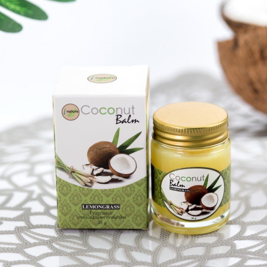 I nature บาล์มน้ำมันมะพร้าว กลิ่นตะไคร้ กลิ่นหอม ผ่อนคลาย ใช้นวด สูดดม Coconut Balm lemongrass france ยาหม่อง กลิ่นตะไคร้ 35กรัม