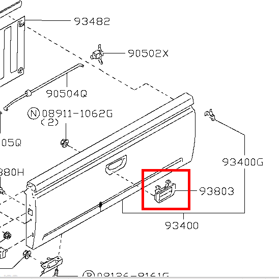 มือเปิดฝาท้าย REAR GATE HANDLE CHEVROLET CORORADO 2012 ชุบ ไม่มีกล้องหลัง