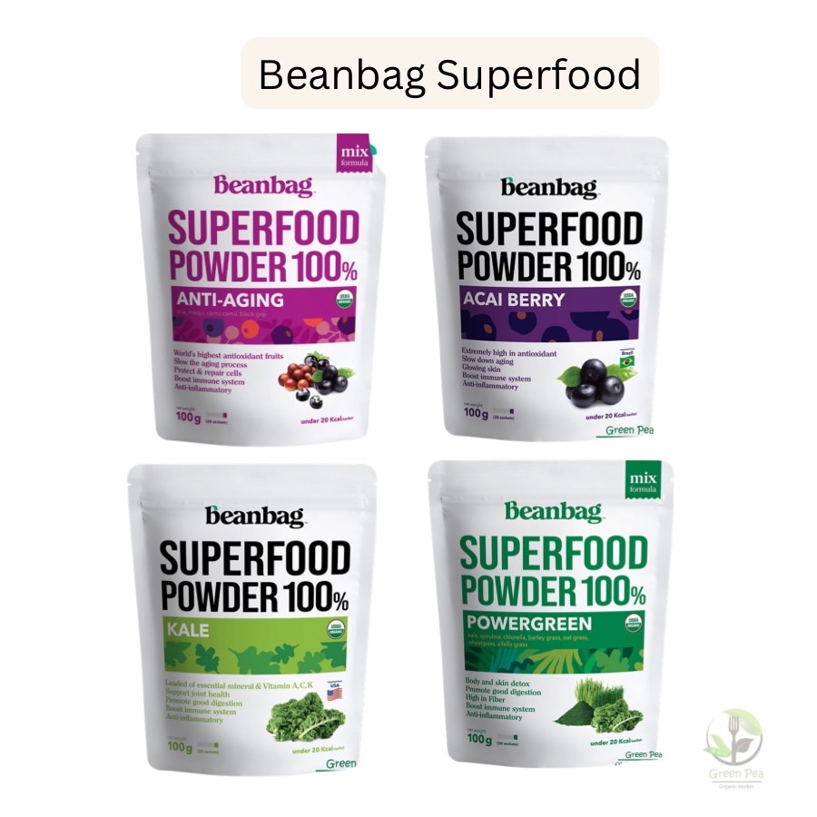 Beanbag Super food100g. ผงผัก Organic Kale , Acai , Berry , Power green Organic Superfood