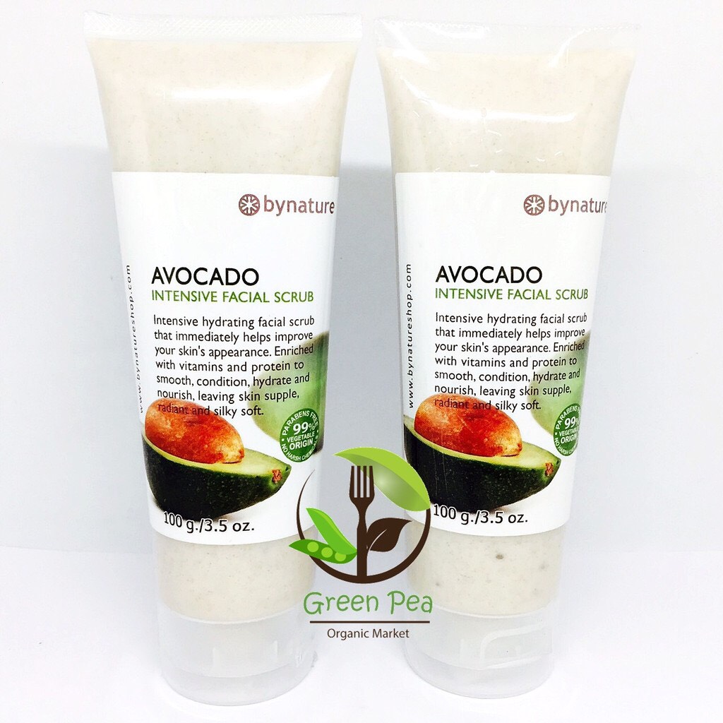 bynature, สครับหน้าอโวคาโด 100 g./ Avocado Facial Scrub ลดริ้วรอย รักษาสิว #8854616002871---