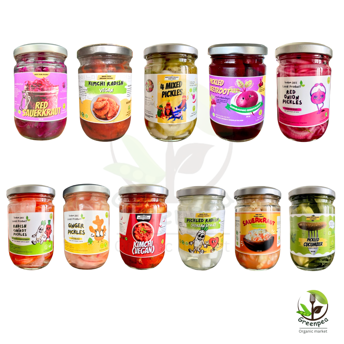 Kham Dee ผักดอง คำดี ออร์แกนิก Pickles oganic ขนาด 220 กรัม อร่อย ครบรส มี 11 รสชาตื บรรจุขวด พร้อมทาน เครื่องเคียง