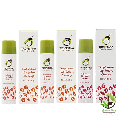 ลิปบาล์มบำรุงริมฝีปากน้ำมันมะพร้าวแบบแท่ง Tropicana สูตร NON PRESERVATIVE ขนาด 3.8 G