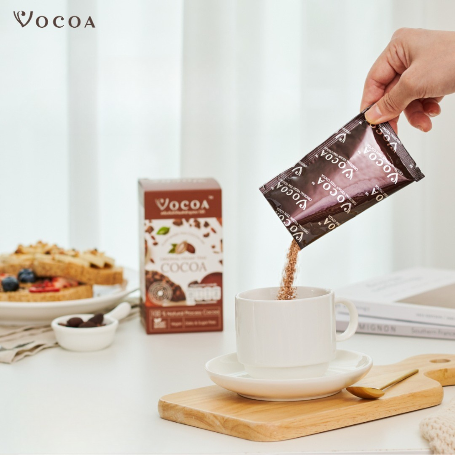 Delico Vocoa Original Vegan Thai Cocoa เครื่องดื่ม โกโก้ผง สำเร็จรูป 30gX5ซอง ผงโกโก้ ไม่เติมน้ำตาล โวโก้