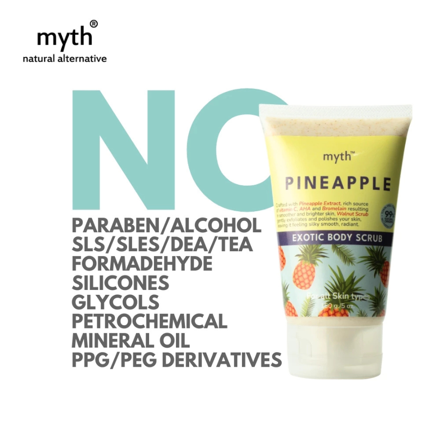 myth Pineapple Exotic Body Scrub 150 g. บอดี้สครัปสับปะรด ผสมเปลือกวอลนัท สครัปผิว อ่อนโยน มิธ