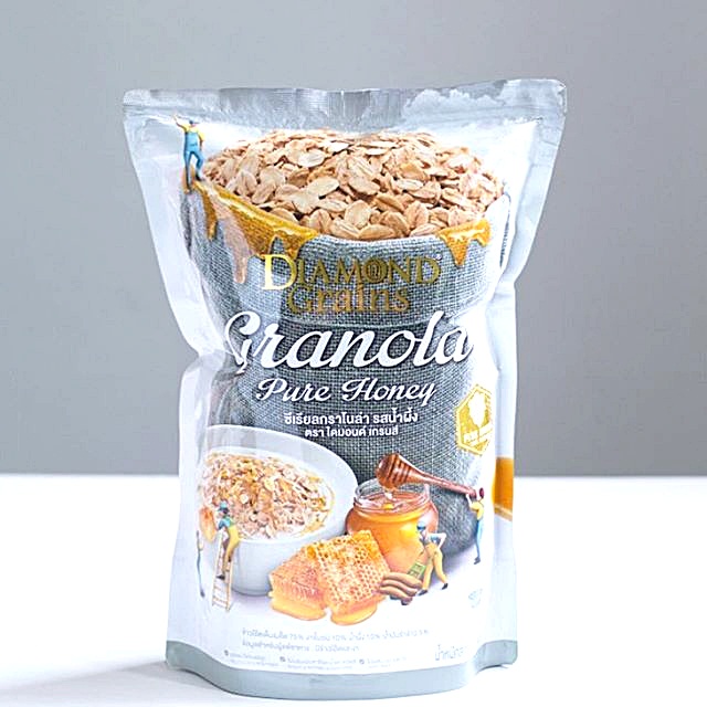 diamondgrains กราโนล่า คลีน 500กรัม ครบรส บรรจุถุงใหญ่ซองซิปล็อค รักษาคุณภาพ