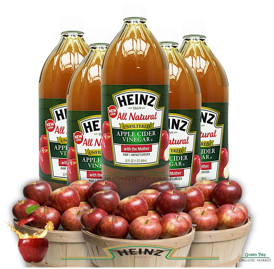 HEINZ Apple cider ไฮนซ์ น้ำส้มสายชูหมักจากแอปเปิ้ลชนิดไม่ผ่านการกรอง 946มล.