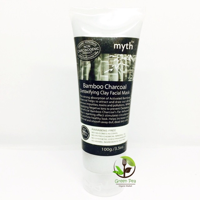 Myth มาส์กหน้าถ่านไม้ไผ่ 100g. Bamboo Charcoal Detoxifying Facial Mask NO SILICONES/ALCOHOL NO PETRO-CHEMICAL/MINERAL