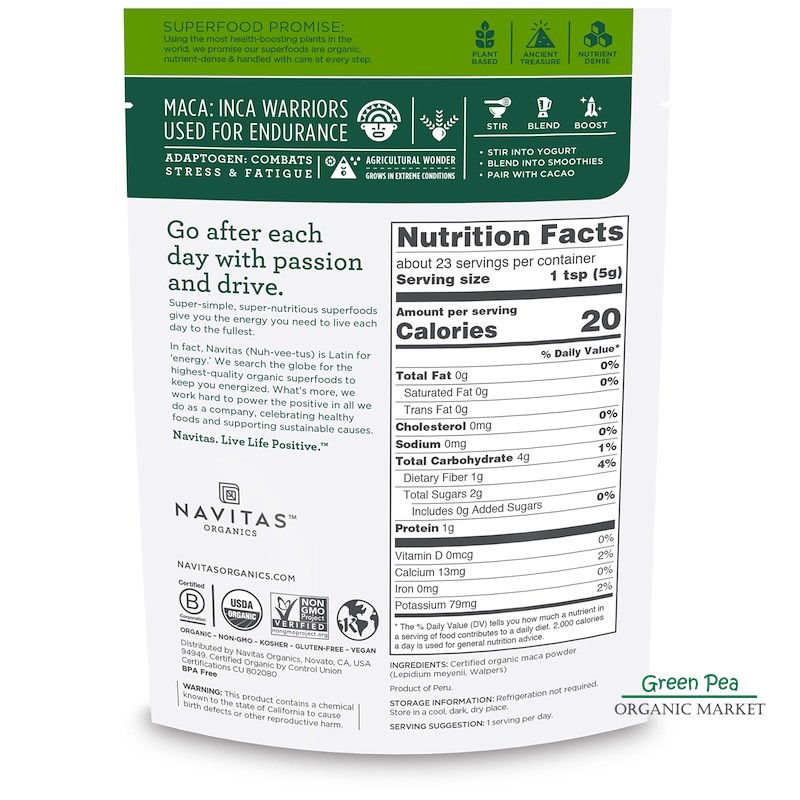 ผง มาคา ออร์แกนิก / MACA Powder Organic "NAVITAS" 113g.
