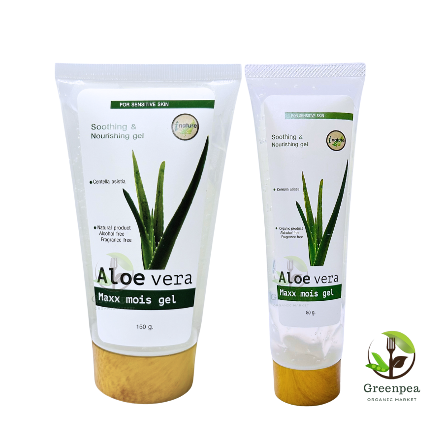 I nature เจลว่านหางจระเข้ เข้มข้น Aloe vera maxx mois gel บำรุงผิวหลังออกแดด ปราศจากแอลกอฮอล์ และสารปรุงแต่งกลิ่น สี