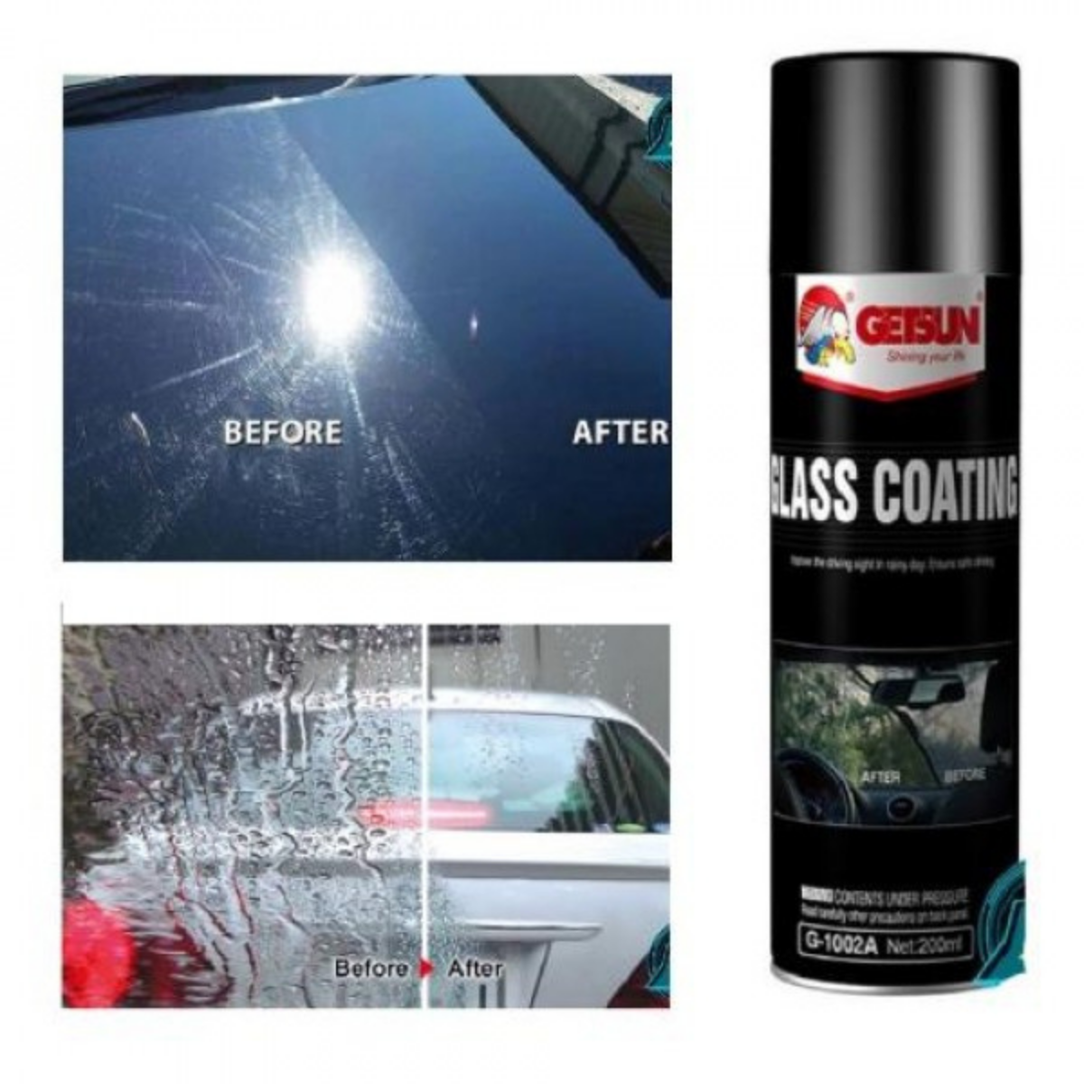 Getsun glass coating น้ำยาเคลือบกระจกกันน้ำ น้ำยาเคลือบกันฝน 200 ml.