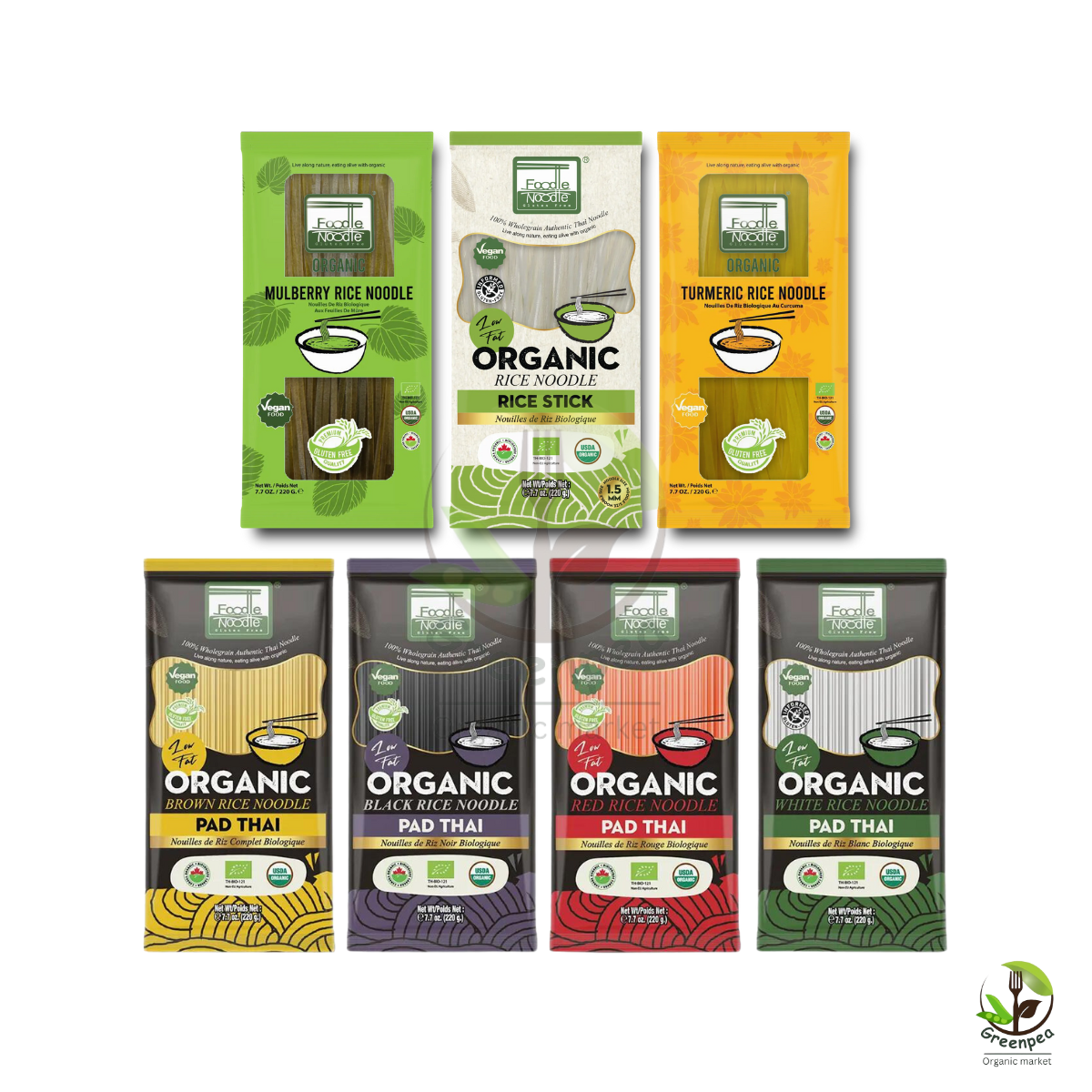 Foodle noodle เส้นก๋วยเตี๋ยว Organic,เส้นข้าวกล้อง ,เส้นไรซ์เบอรี่ Gluten Free
