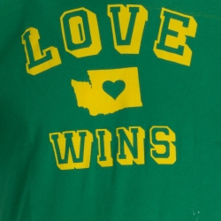 เสื้อยืดมือสอง ผ้าบาง AMERICAN APPAREL : LOVE WINS ผ้า 50/50