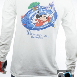 เสื้อยืดการ์ตูน MICKEY MOUSE วินเทจ 90's WALT DISNEY WORLD : WHERE MAGIC LIVES แขนยาว รัดแขนตึง สภาพดี หายาก