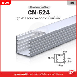 รางไฟเส้น Led อลูมิเนียมตรง CN-524 DOT FREE TYPE ลึกขอบบาง เซาะร่อง (แพคละ 10 ชิ้น)