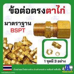 ฟิตติ่งทองเหลืองตาไก่ ต่อสวมสายลมขนาด 3/8" 3 หุน เกลียวตัวผู้ 1/4 หรือ 3/8