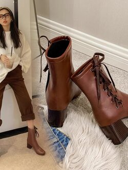 พรีออเดอร์ รองเท้าบูทส้นสูงแฟชั่น รองเท้าบูทส้นสูงไซส์ใหญ่ รองเท้าบูทส้นสูงไซส์เล็ก 32-54