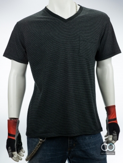 เสื้อยืดมือสอง เสื้อลาย มีกระเป๋าที่หน้าอก ผ้า 100 คอตตอน