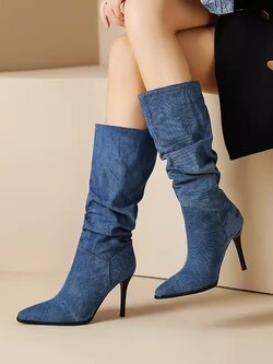 พรีออเดอร์ รองเท้าบูทส้นสูงแฟชั่น รองเท้าบูทส้นสูงไซส์ใหญ่ รองเท้าบูทส้นสูงไซส์เล็ก 34-48