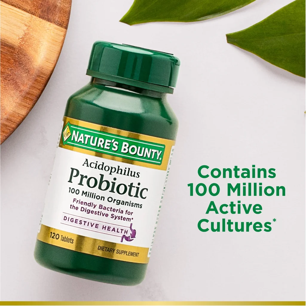Nature's Bounty Acidophilus Probiotic มีประโยชน์ต่อสุขภาพ ทางเดินอาหาร โพรไบโอติก ขนาด 120 เม็ด