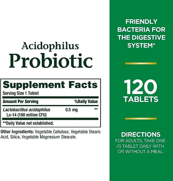 Nature's Bounty Acidophilus Probiotic มีประโยชน์ต่อสุขภาพ ทางเดินอาหาร โพรไบโอติก ขนาด 120 เม็ด image 5